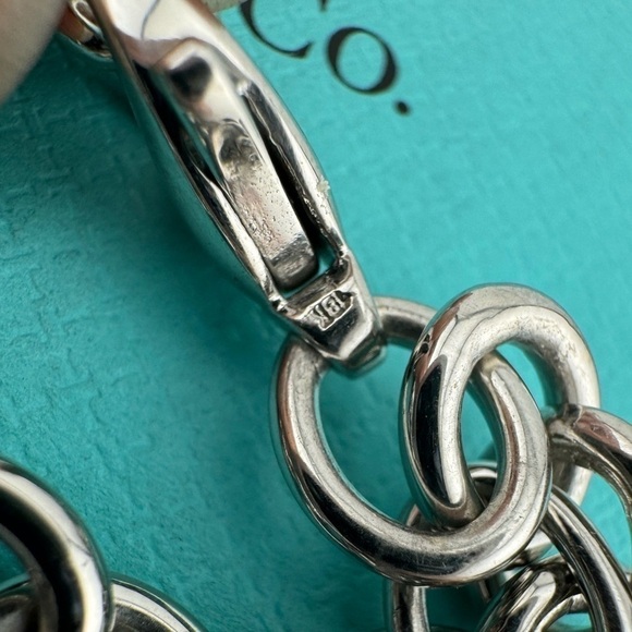 RARE Return To Tiffany & Co. 18k Diamond Heart Bracelet in White Gold 30g - Picture 7 of 9